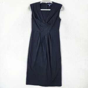 Banana Republic Dress Women 8 Black Pleated Sleeveless Sheath Career Midi Casual